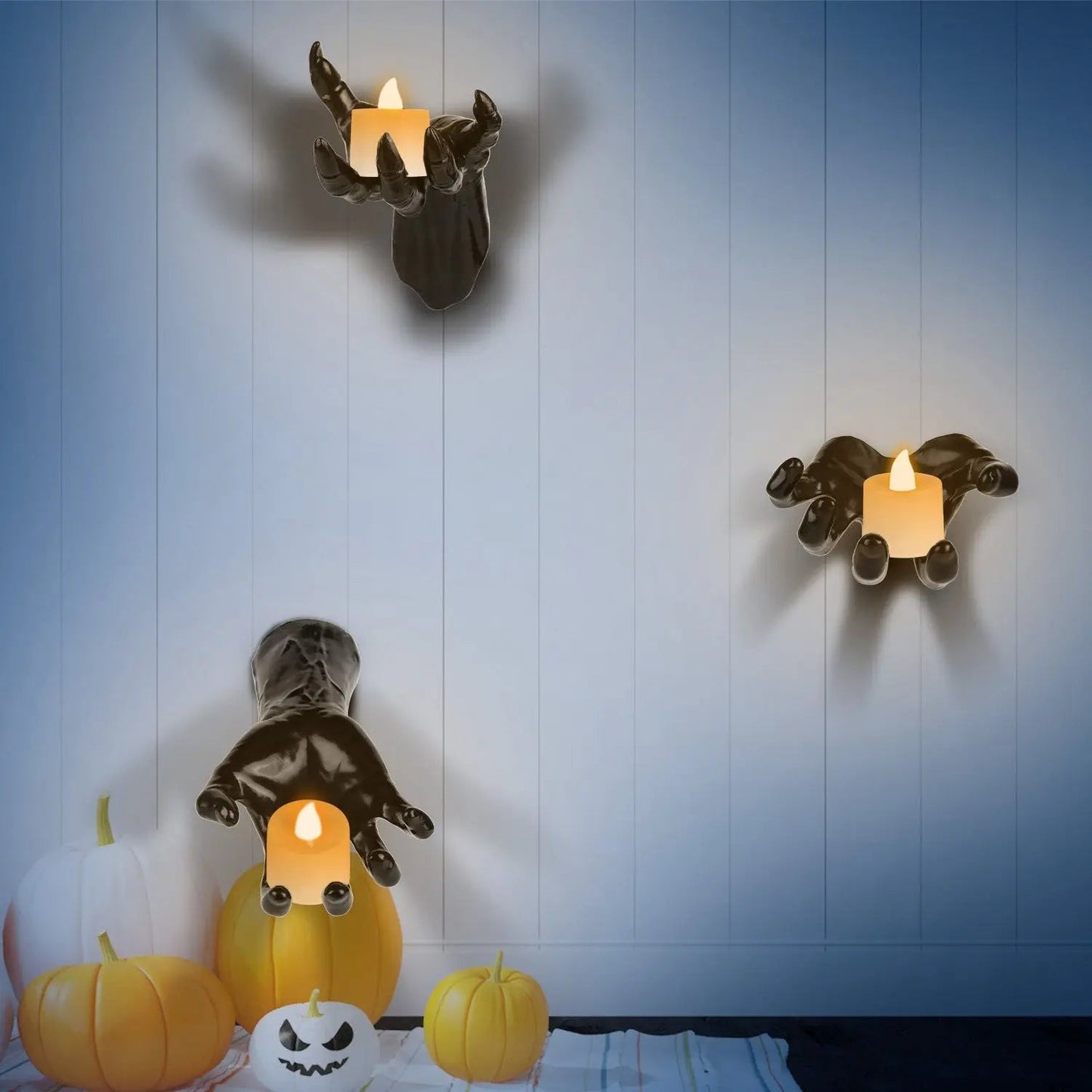 3Pcs Creepy Reaching Hands With Lighted Candles Wall Mounted Halloween Decoration Witch Devil Hand Aesthetic Goth Gothic Life Sized Horror Hands Hanging Sculpture EX-STOCK Canada