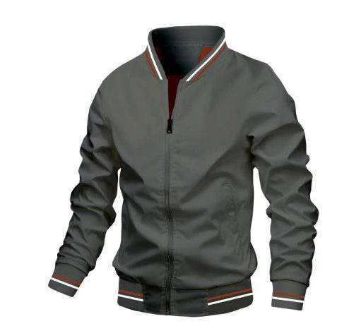 Men's Striped Zip-up Jacket With Pockets Fashion Casual Outerwear Sports Baseball Clothing Spring And Fall - Velora