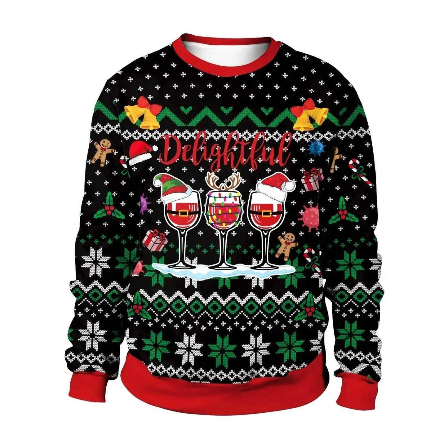 Men And Women Digital Printing Christmas Round Neck Sweater Tops - Velora