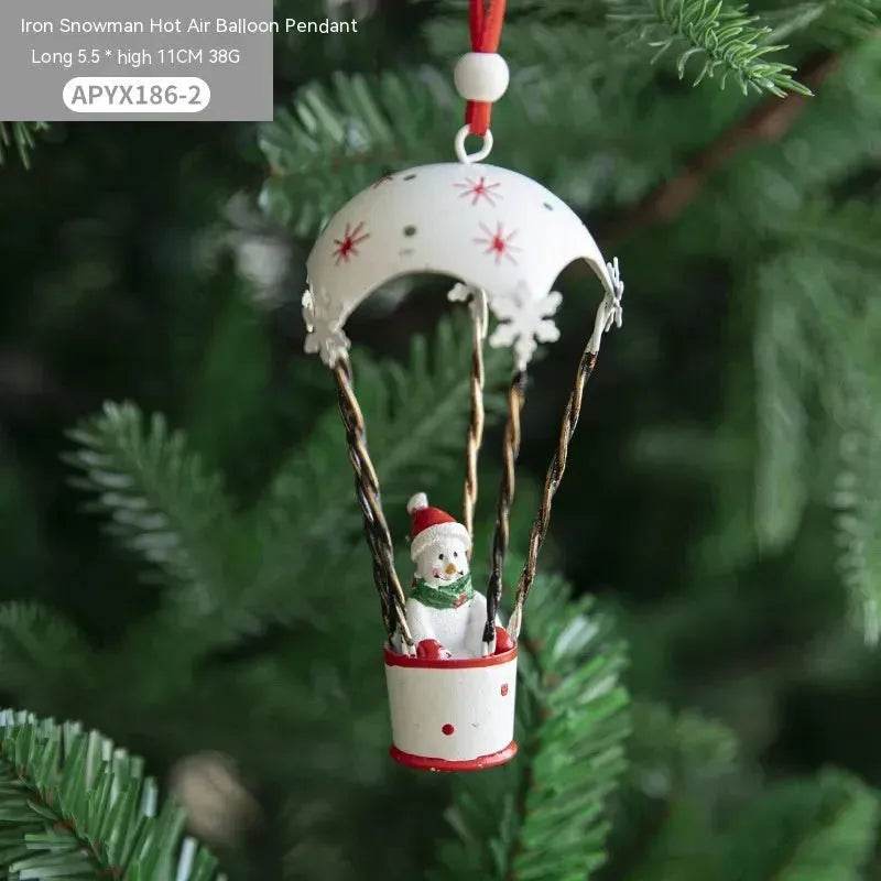 Nordic Iron Christmas Hot Air Balloon Parachute Pendant Creative Decorations Tree Charms Hangings - Velora