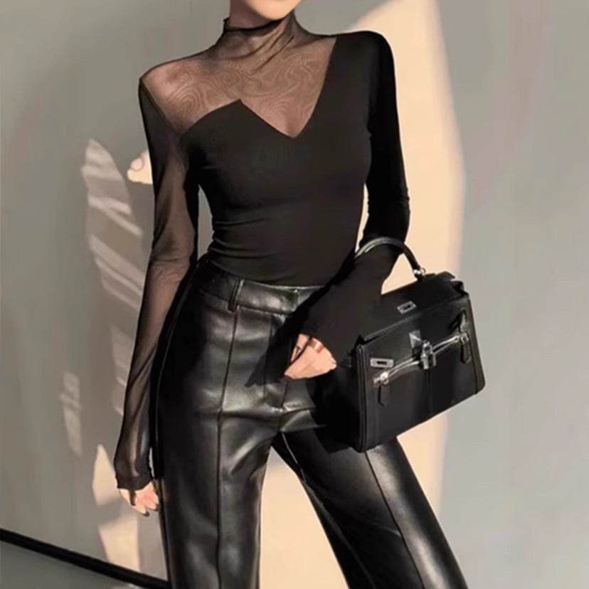 Fashion Chic Slim fit High neck bodycon top for women - Velora