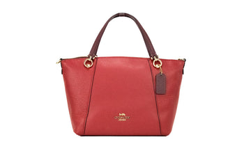 Coach Kacey Colorblock Red Apple Leather Top Zip Satchel