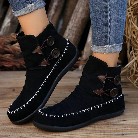 Button Design Ankle Boots For Women Autumn And Winter - Velora