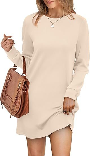 Back Fold Pocket Long Sleeve Sweater Dress