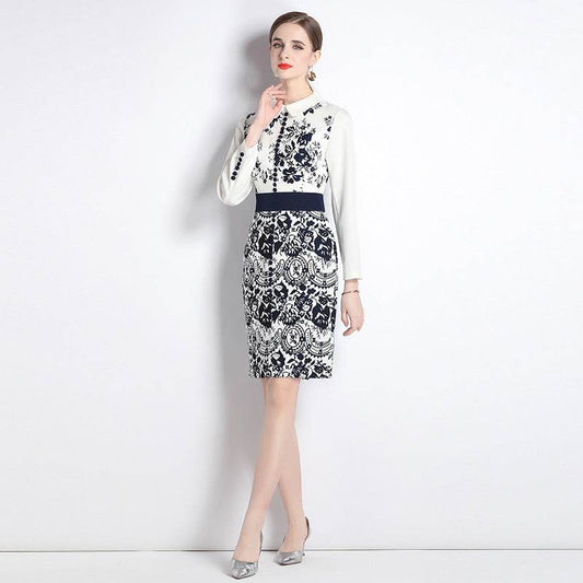 Printed Elegant Slim-fit Elegant Dress - Velora
