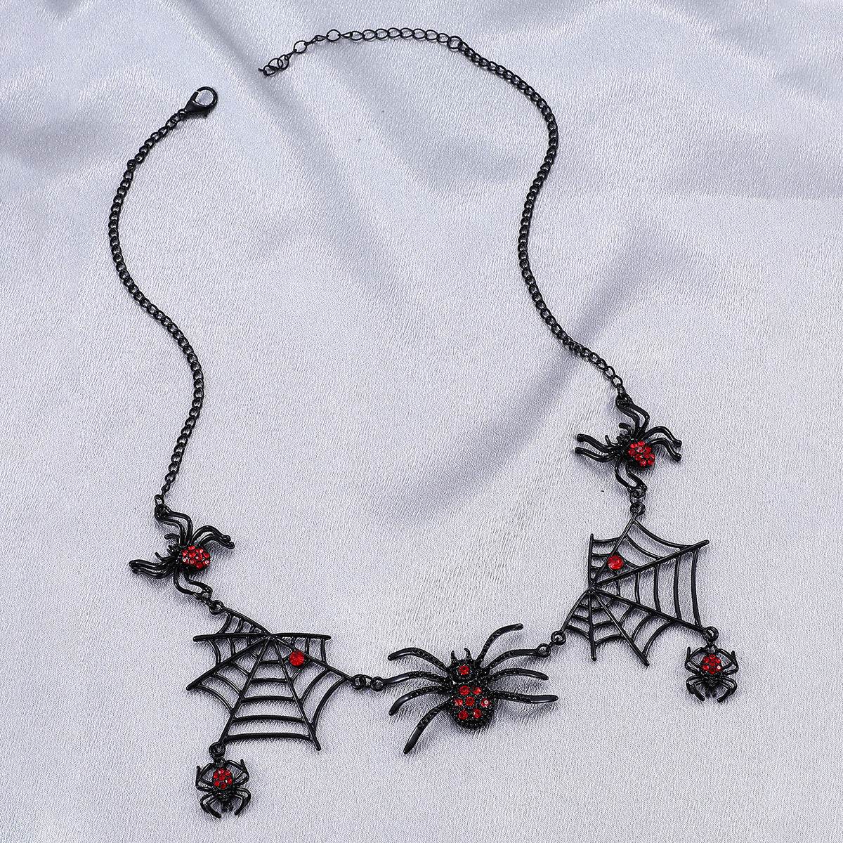Halloween Spider And Spider Web Necklace Personality Clavicle Necklace Fashion Jewelry Accessories - Velora