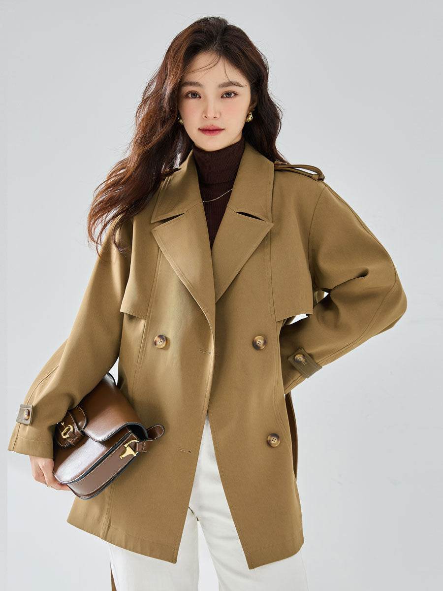 New Casual Elegant Elegant Short Trench Coat Women - Velora
