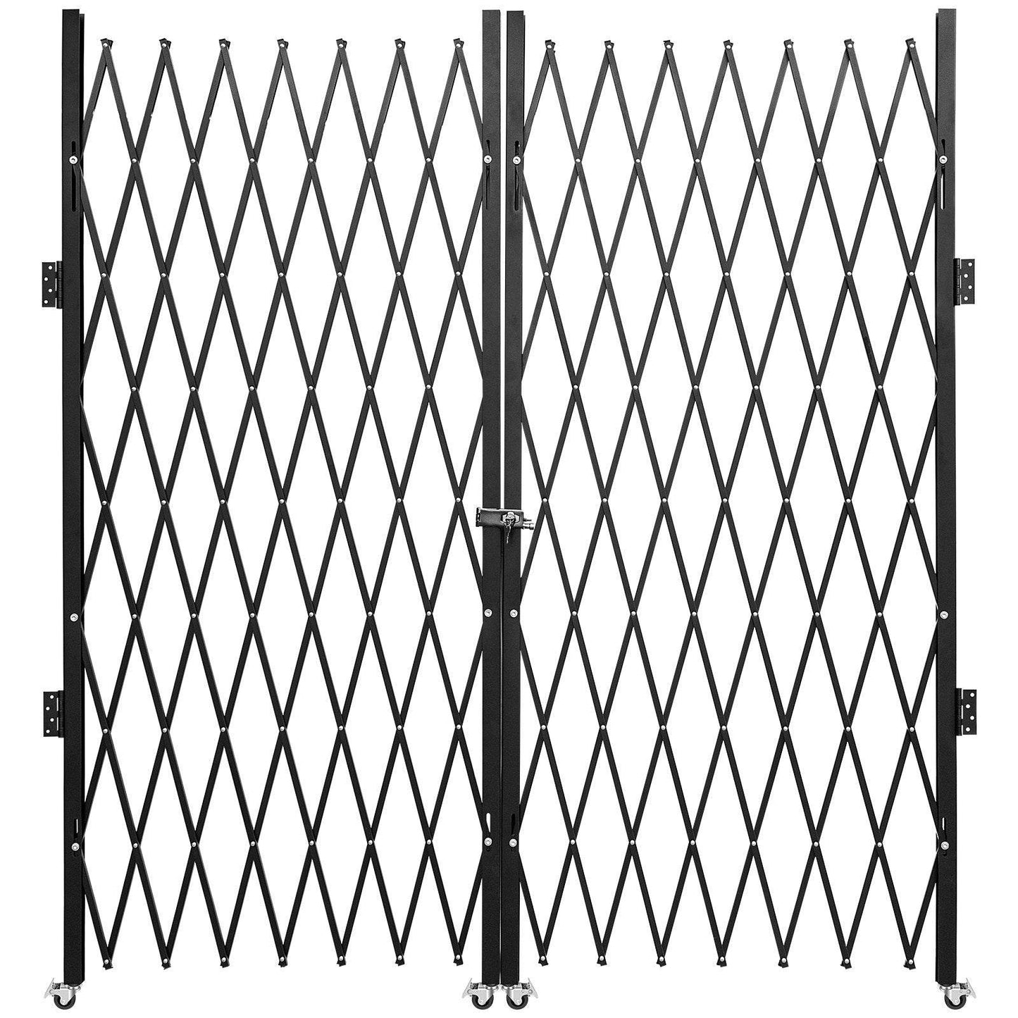 Double Folding Security Gate, 5.1 H X 10.2 W Folding Door Gate, Steel Accordion Security Gate, Flexible Expanding Security Gate, 360 Rolling Barricade Gate, Scissor Gate Or Door With Keys - Velora