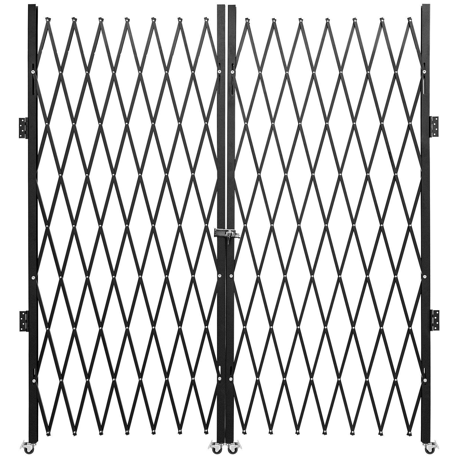 Double Folding Security Gate, 5.1 H X 10.2 W Folding Door Gate, Steel Accordion Security Gate, Flexible Expanding Security Gate, 360 Rolling Barricade Gate, Scissor Gate Or Door With Keys - Velora