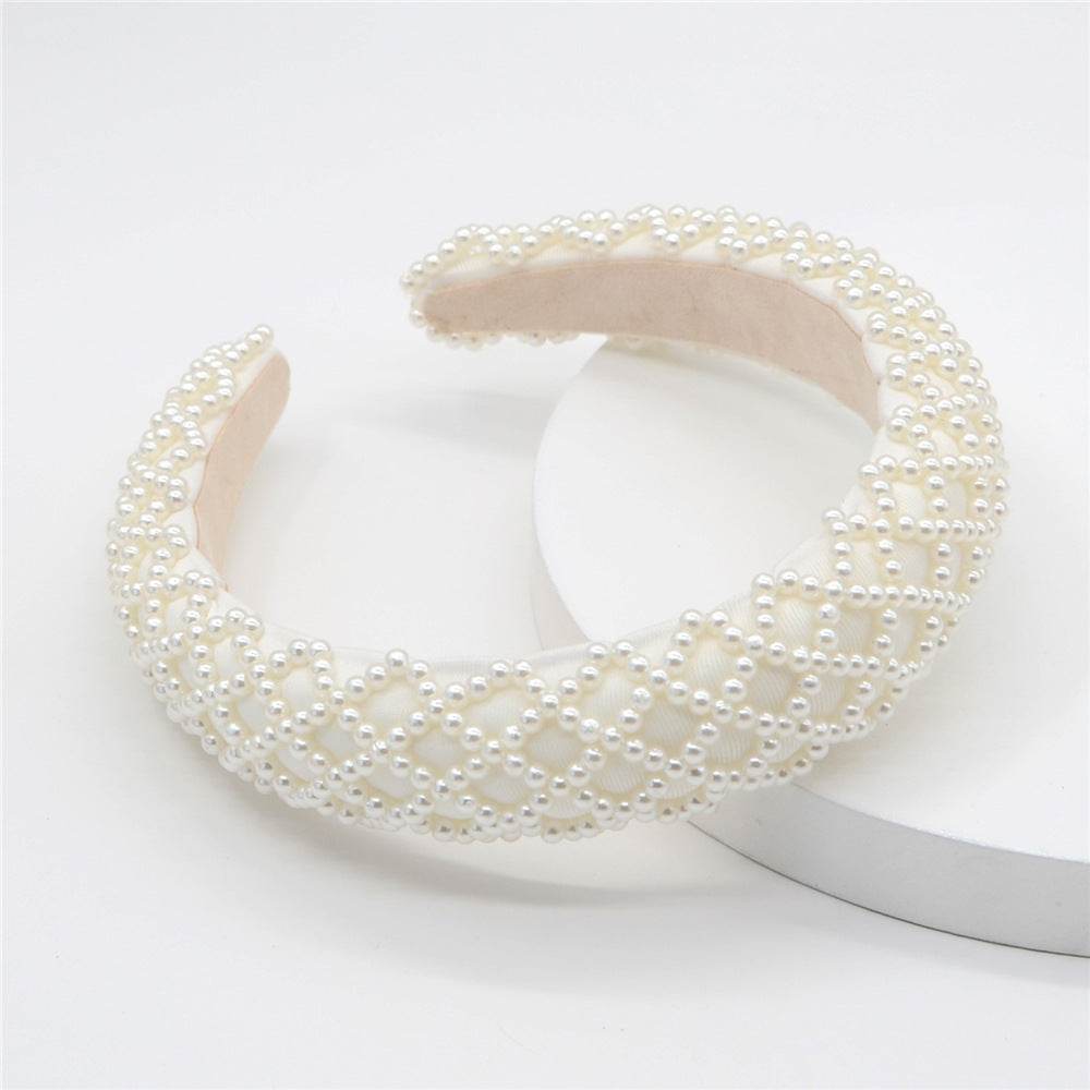 Elegant Baroque Rhinestone Pearl Headband - Velora