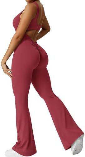 Women Sleeveless Flare Jumpsuits Fitness Yoga Long Pants - Velora
