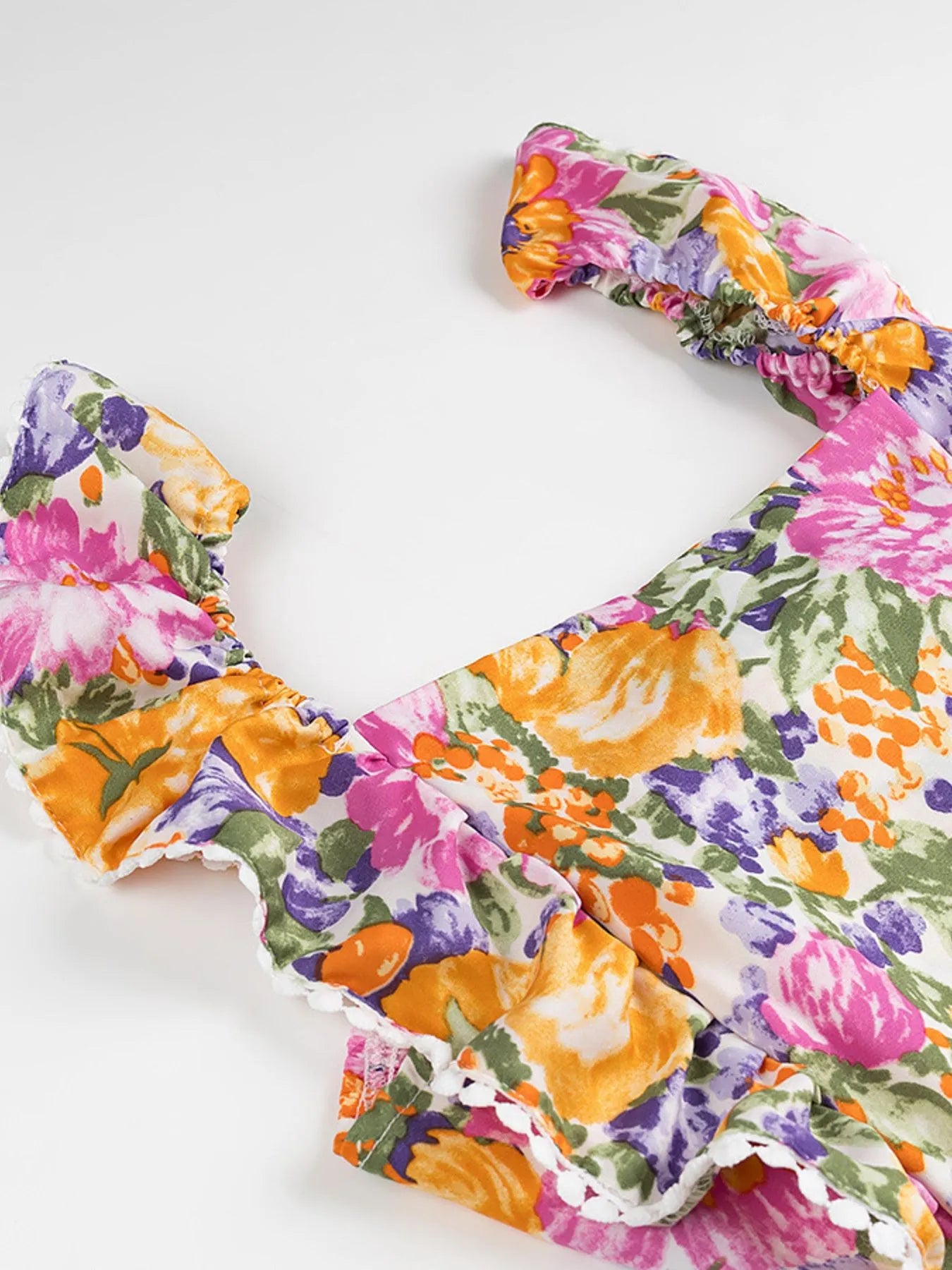 Floral Print Ruffled Hem Dress - Velora