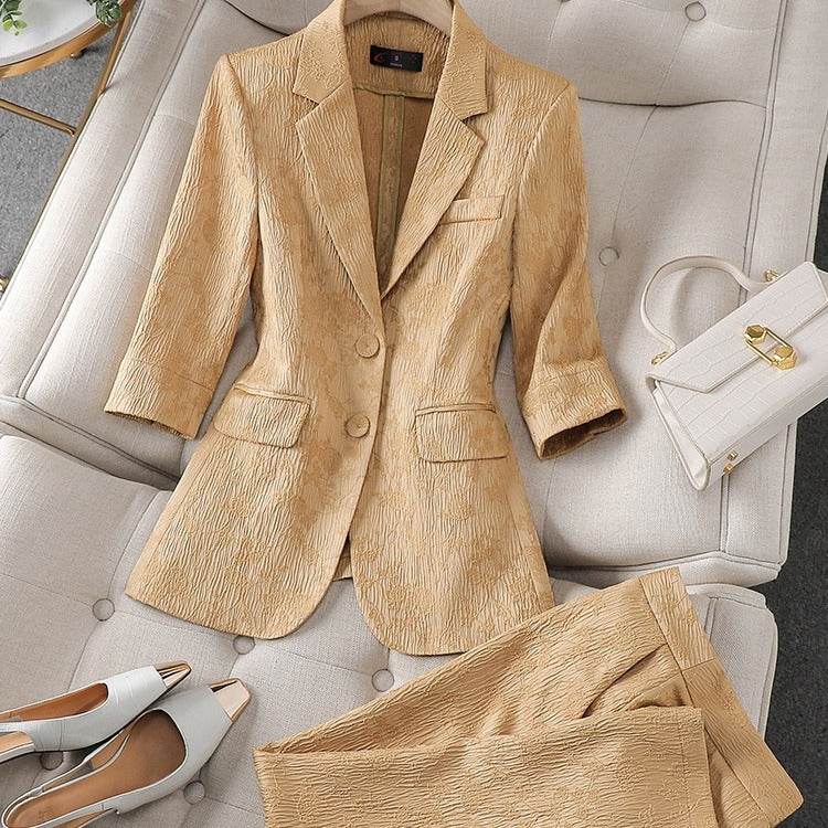 Half Sleeve Blazer And Pant Suit Ladies Women Female Jacket pant suit for women - Velora