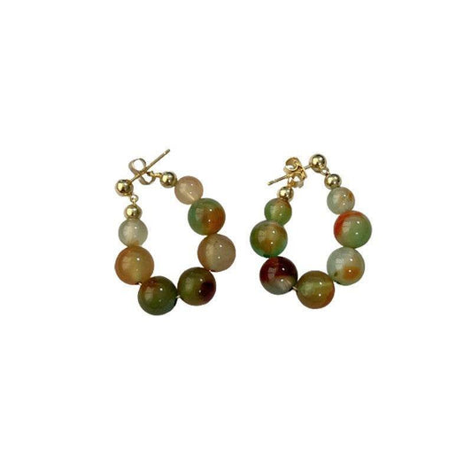 Peacock Agate Jade Beaded Earrings - Velora