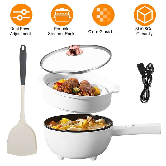 Electric Hot Pot Non-Stick Frying Pan Portable Rapid Noodles Cooker Electric Skillet - Velora