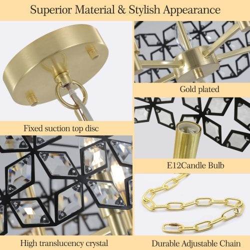 Modern Crystal Chandelier, Suitable For Living Room Round Crystal Lamp Luxury Home Decoration Lamps - Velora