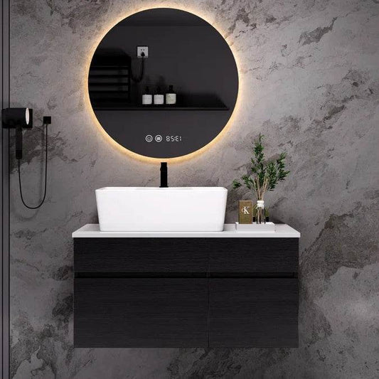 31.5 Inches Wall Mounted Single Bathroom Vanity With Engineered Stone Top - Velora