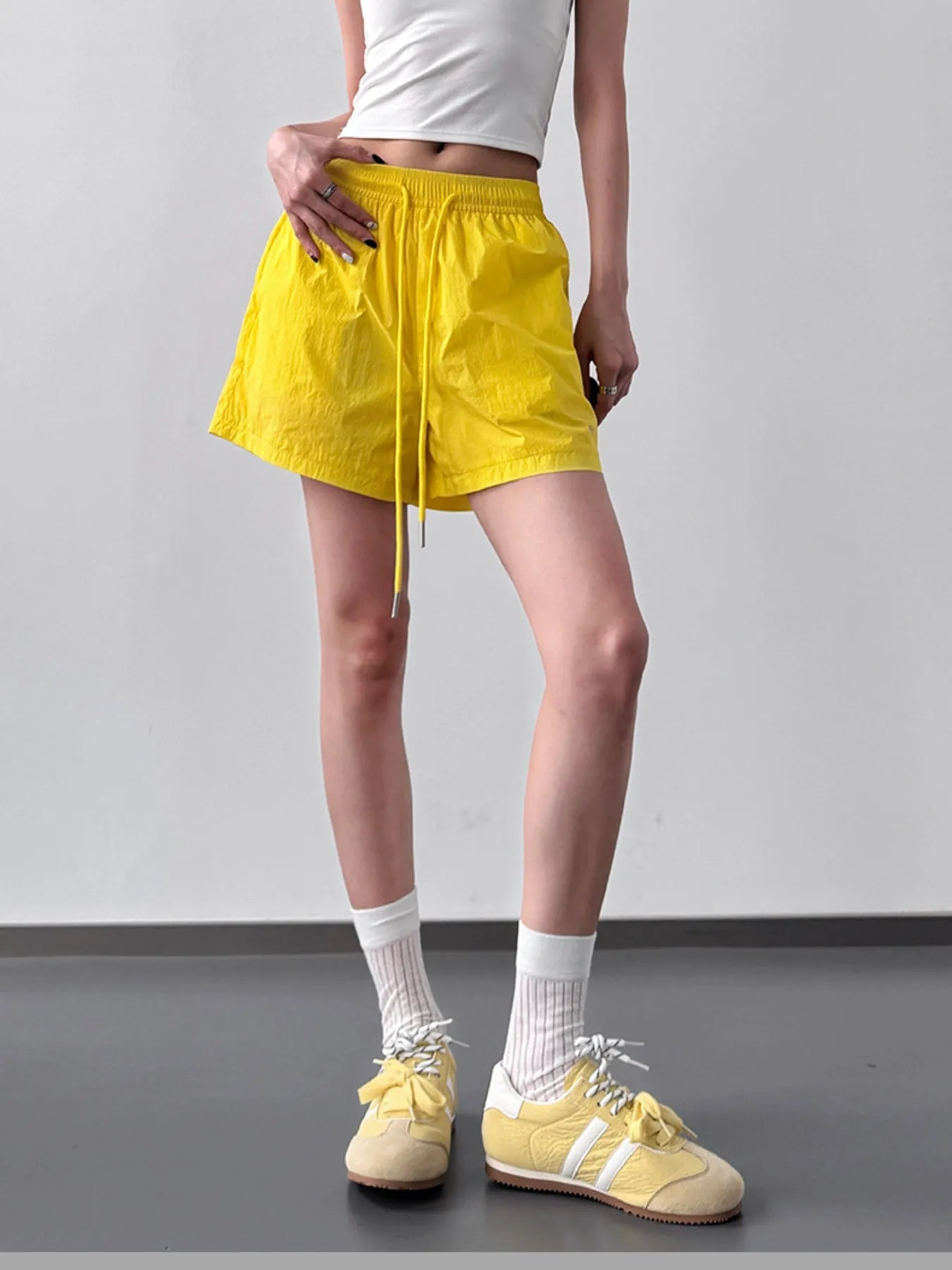 High Waisted Drawstring Shorts - Velora