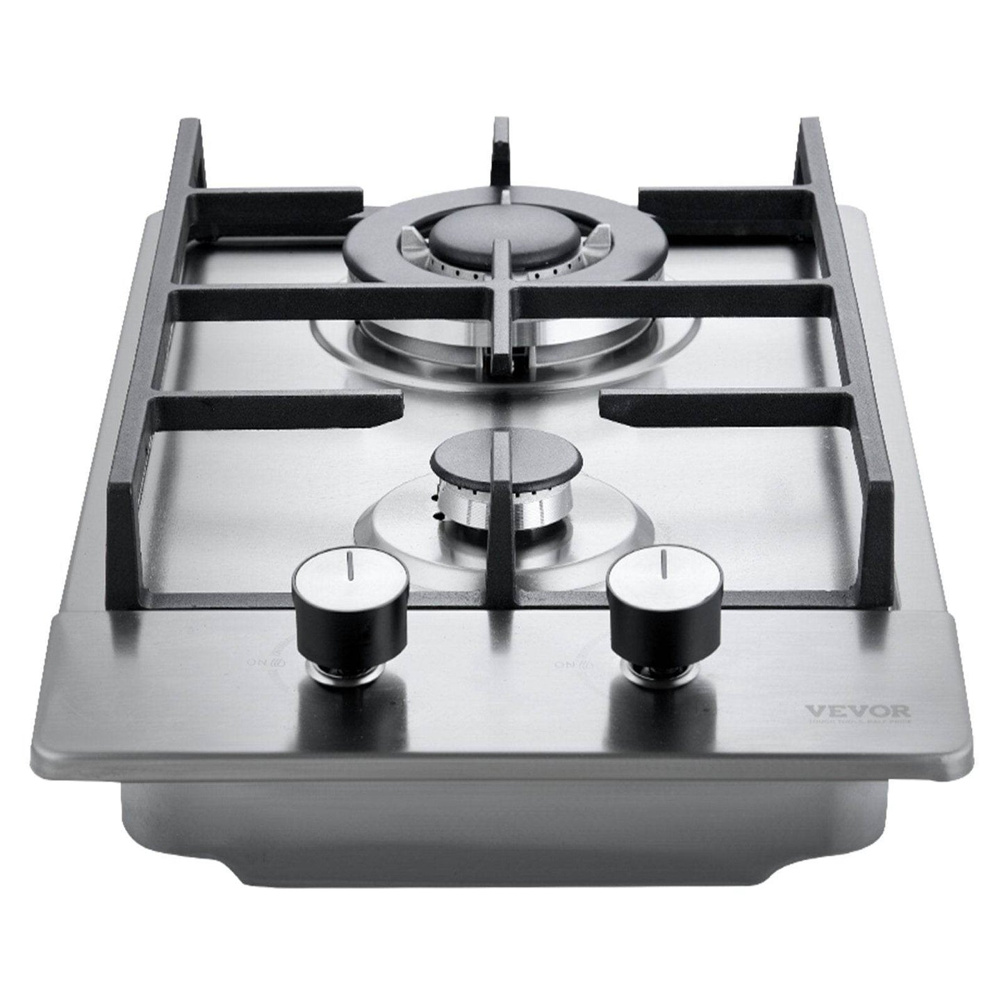 Gas Cooktop 12 Inch, Max 12250BTU 2 Burners Built-in Stainless Steel Gas Stove Top, LPG NG Convertible Dual Fuel Natural Gas Hob With Thermocouple Protection - Velora