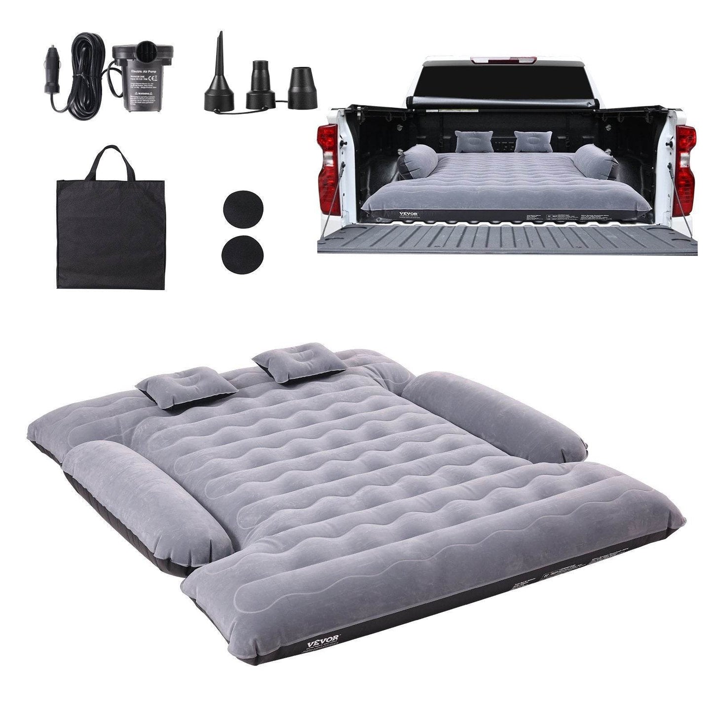 Truck Bed Air Mattress, For 6-6.5 Ft Full Size Truck Beds, Inflatable Air Mattress Camping Bed With 12V Air 2 Pillows, Carry Bag, For Chevrolet Silverado, Dodge Ram, Ford EX-STOCK Canada