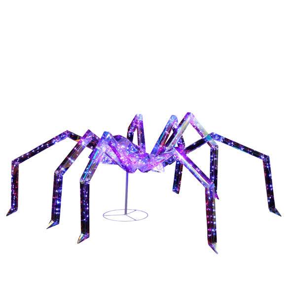 3ft Prism Spider, Illusion, 340 Purple Copper Wire Light, 4.5V 3.6W Halloween Standing Decoration US Specification - Velora