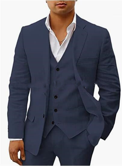 Linen Business Casual Suit Men's Six-piece Set Suit