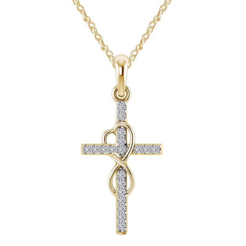 Alloy Pendant With Diamond And Eight-character Cross Necklace - Velora