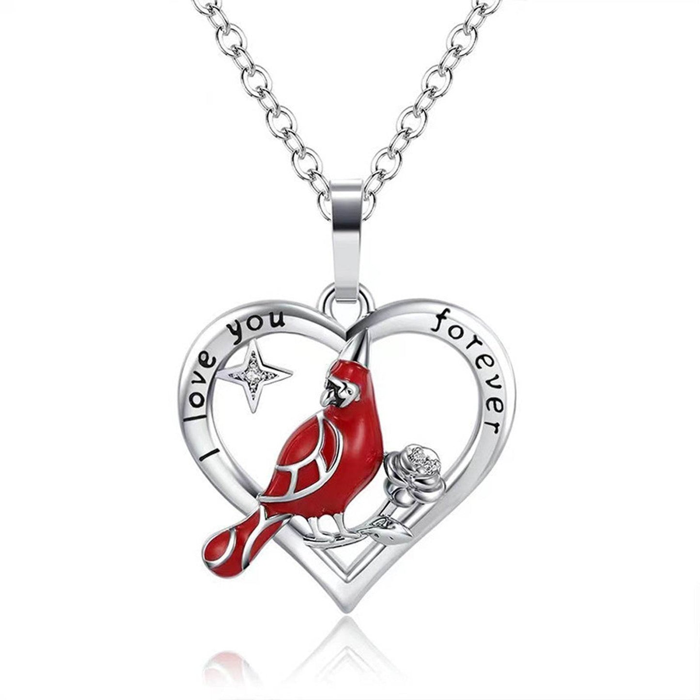 Creative Heart Shaped Cardinal Pendant Necklace, Exquisite Party Commemorative Accessory Gift Jewelry Anniversary Party Gifts, Valentine's Day Gift - Velora