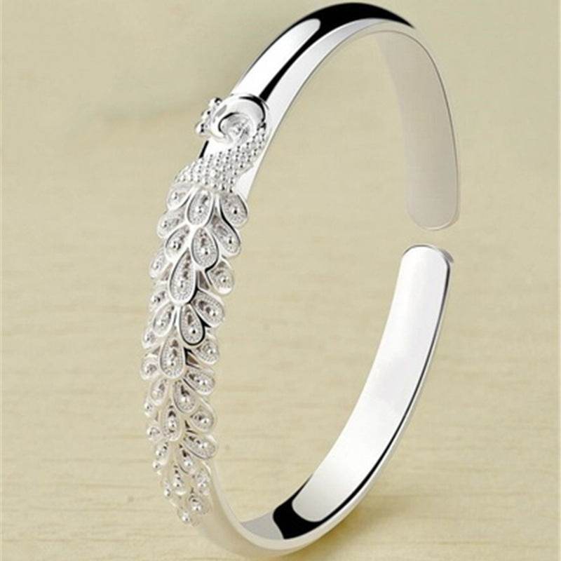 Peacock Screen Ended Bracelet Relief Adjustable - Velora