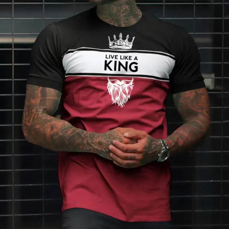 Men's Casual 3D Digital Printed Round Neck Short Sleeved Shirt - Velora