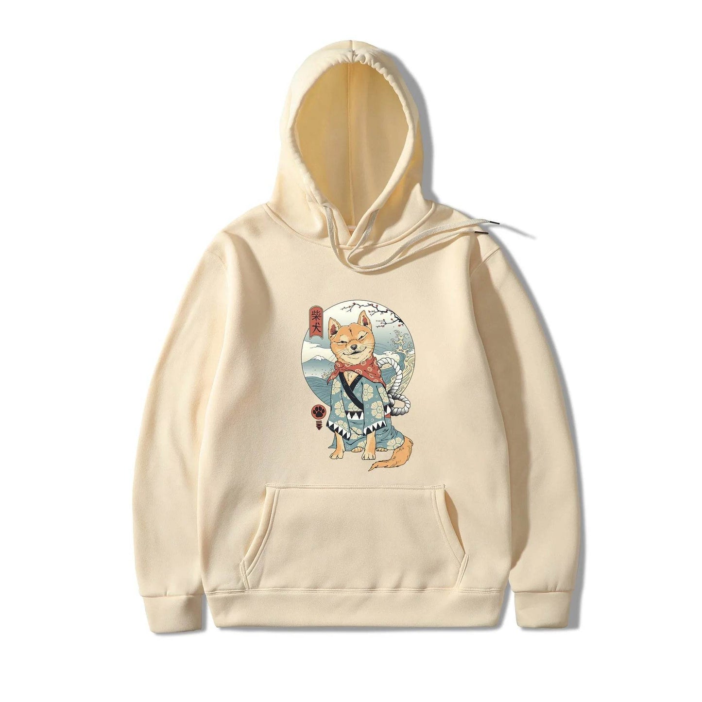 Women Shiba Inu Dog Illustration Printed Casual Hooded Sweater - Velora