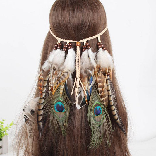 Indian Bohemian Feather Headband - Velora