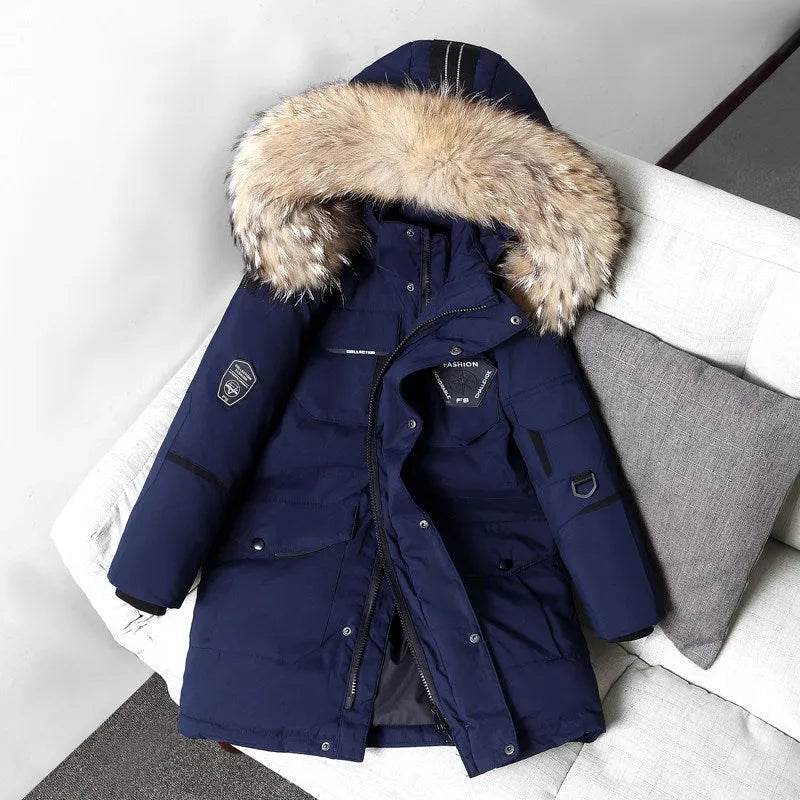 Children's Down Jacket Windproof Thick Fur Collar Winter Coat Jacket - Velora