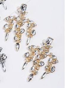 Luxury Sparkling Rhinestone Water Drop Tassel Stud Earrings - Velora