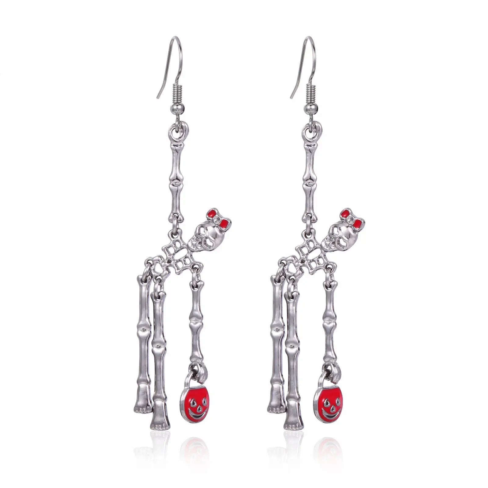 3pcs Halloween Skeleton Earrings And Necklace Set Creative Retro Personality Jewelry Accessories - Velora
