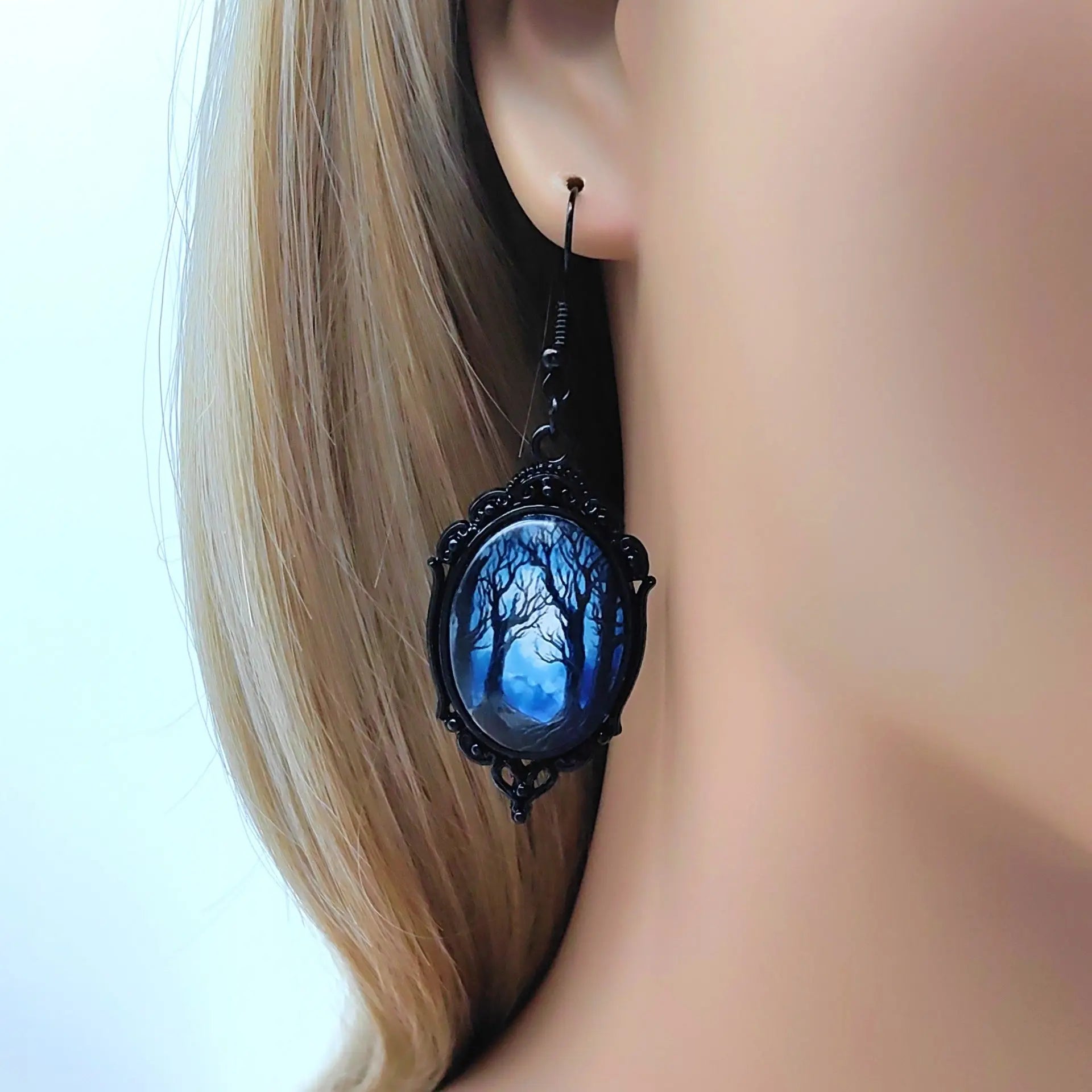 3pcs Vintage Halloween Tree Of Life And Witch Necklace Set With Earrings Alloy Pendant Jewelry - Velora