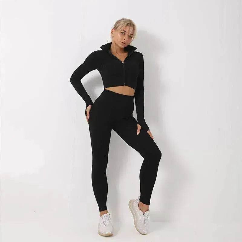 3PCS Yoga Set Seamless Sport Set Women Gym Clothing Leggings Women Crop Top Sports Bra Women Fitness Gym Set Womens Outfits Tracksuit - Velora