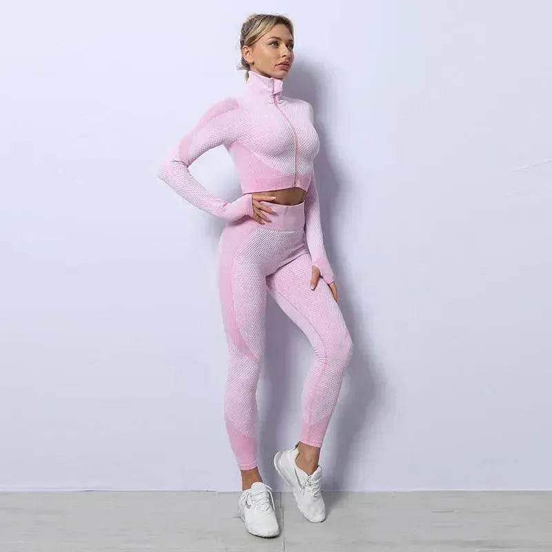 3PCS Yoga Set Seamless Sport Set Women Gym Clothing Leggings Women Crop Top Sports Bra Women Fitness Gym Set Womens Outfits Tracksuit - Velora