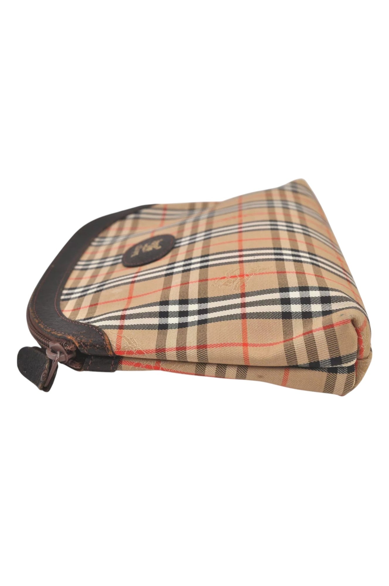 Authentic Burberrys Nova Check Clutch Hand Bag Patter Canvas Leather Beige 5510L - Velora