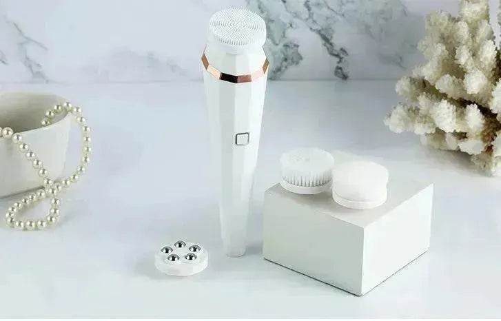 4 In 1 USB Rechargeable Electric Facial Cleansing Brush Soft Skin Care Portable Massager Face Brush Deep Cleaning Device - Velora