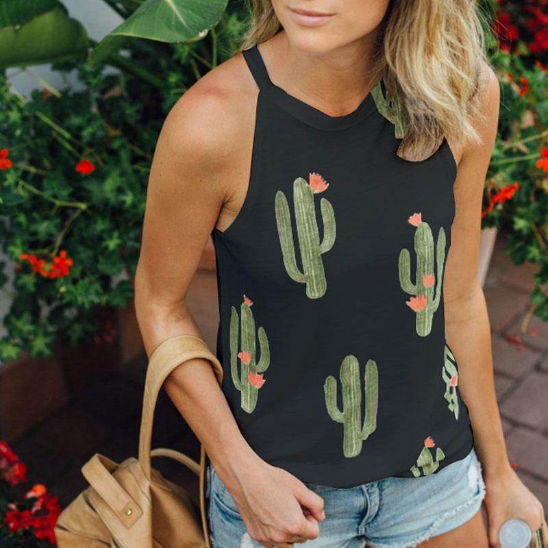 Summer Halter neck blouse top Cactus Print Women - Velora