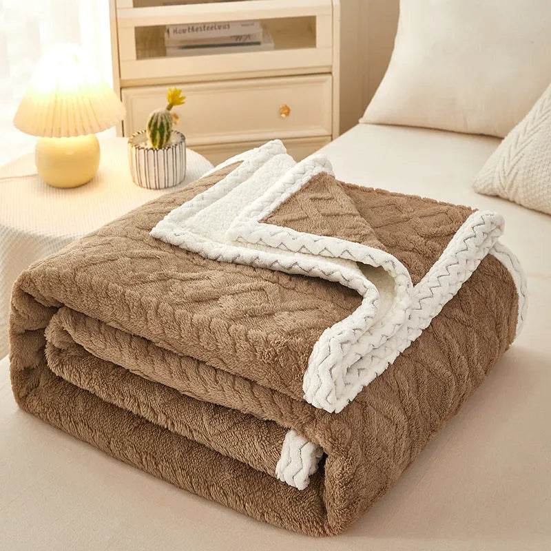 Blanket Double Thickened Warm Coral Fleece Sofa Winter Blanket - Velora