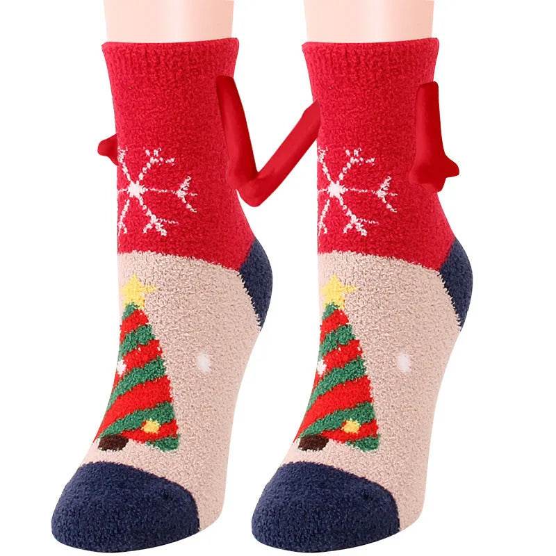 Soft Carton Christmas-themed Fleece Winter Home socks for Women