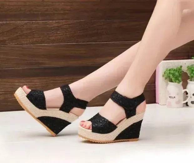 Platform High Wedge Sandals Plain Work sandals for women - Velora
