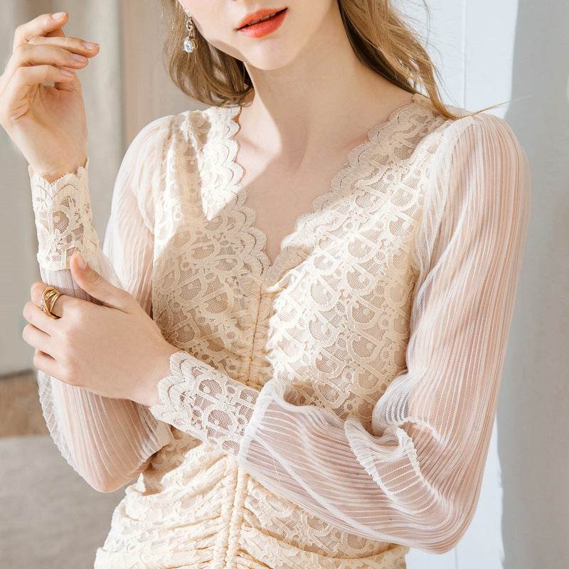 Summer Women Temperament Work Office lace blouse top - Velora