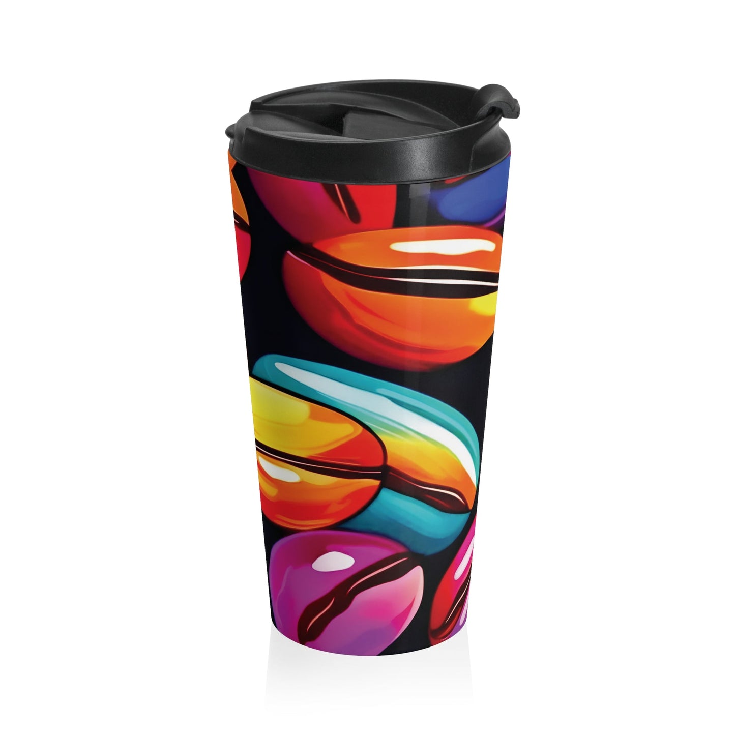 Colorful Coffee Beans Travel Mug | Vibrant Coffee Beans Pattern Stainless Steel