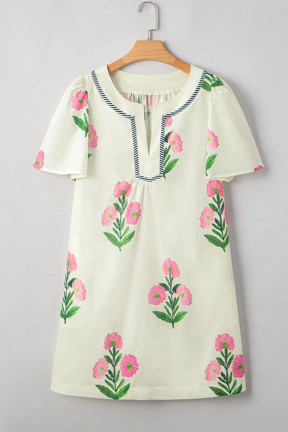 Floral Print Flutter Sleeve Summer Mini Dress - Velora