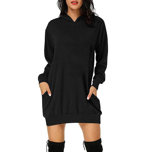 Women Solid Color Hat Dress Sweater Loose Feature Long Sleeves - Velora