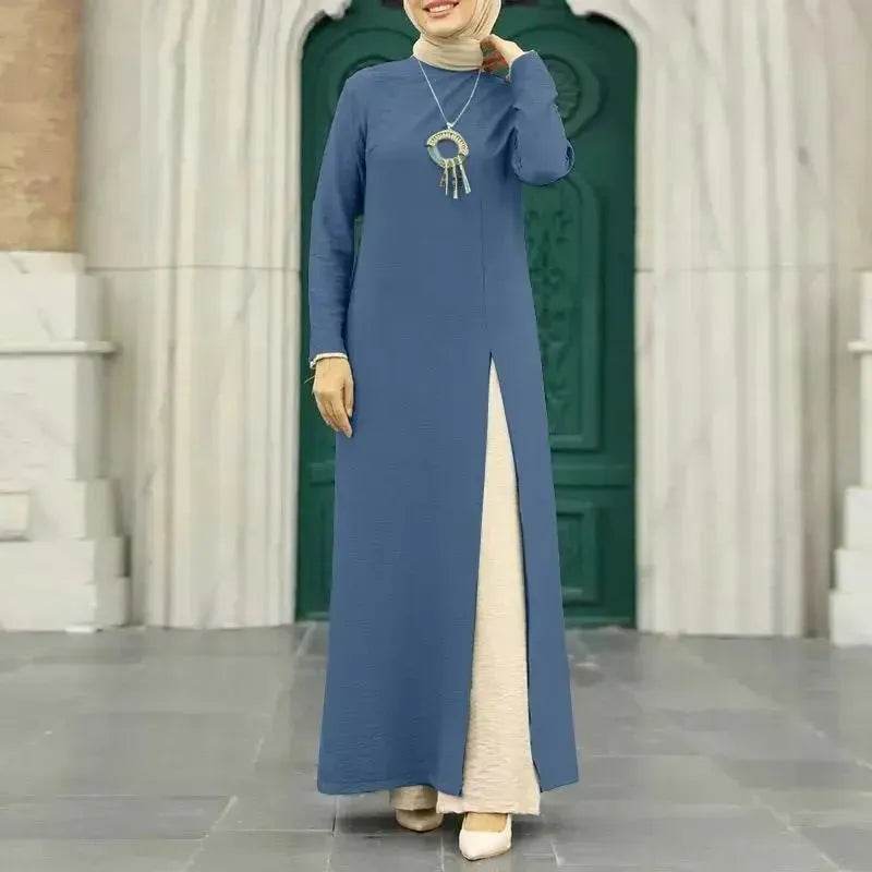 ArabWomen Plain Split Long sleeve Abaya Dress - Velora