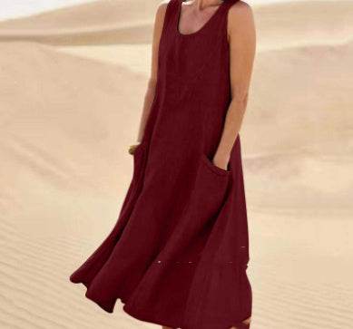 Summer Sleeveless Long Dress With Pockets Fashion Casual Loose Dresses Women's Clothing - Velora